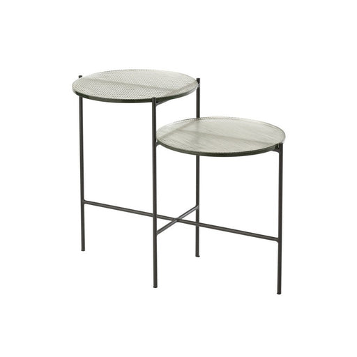 J-Line Bijzettafel 2niveaus rond glas/ijzer transparant/zwart-Bijzettafels-J-Line