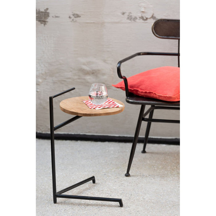 J-Line Bijzettafel Bistro rond mango hout/ijzer naturel/zwart-Bijzettafels-J-Line