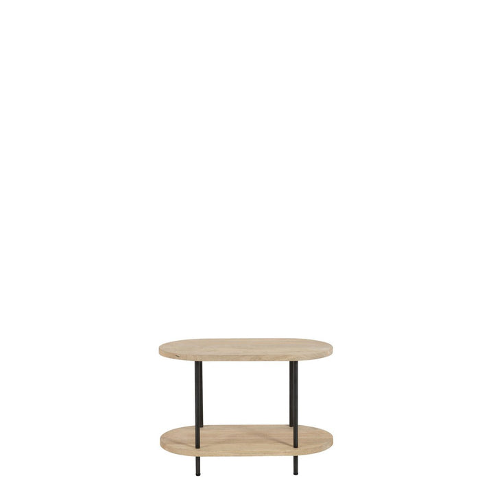 J-Line Bijzettafel Eli 2planken mango hout/staal naturel/grijs-Bijzettafels-J-Line