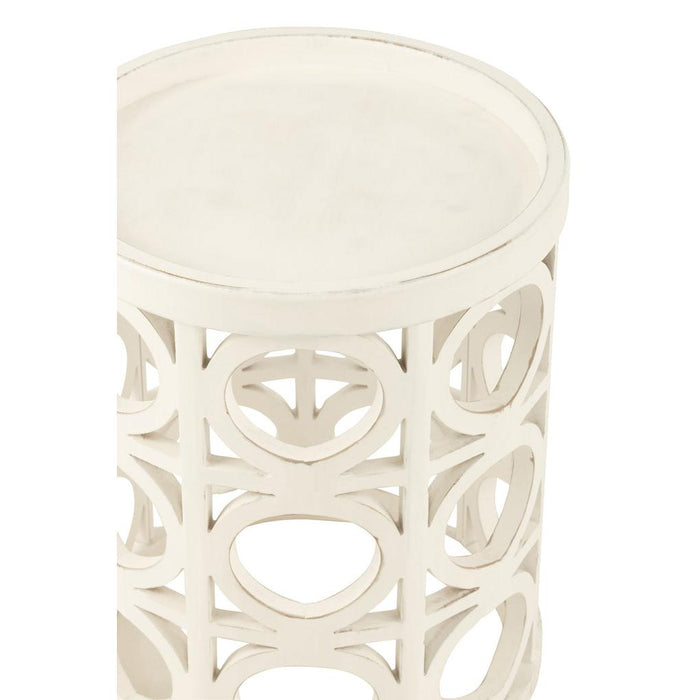 J-Line Bijzettafel Gekerfd sparhout/mdf wit-Bijzettafels-J-Line