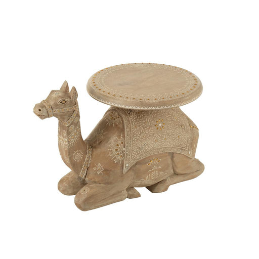 J-Line Bijzettafel Kameel mango hout naturel/wit-Bijzettafels-J-Line