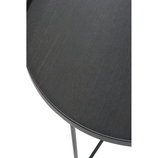 J-Line Bijzettafel Rond hout metaal donker bruin small-Bijzettafels-J-Line