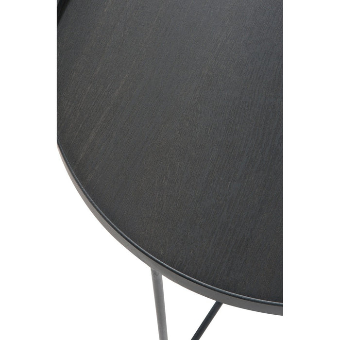 J-Line Bijzettafel Rond hout metaal donker bruin small-Bijzettafels-J-Line