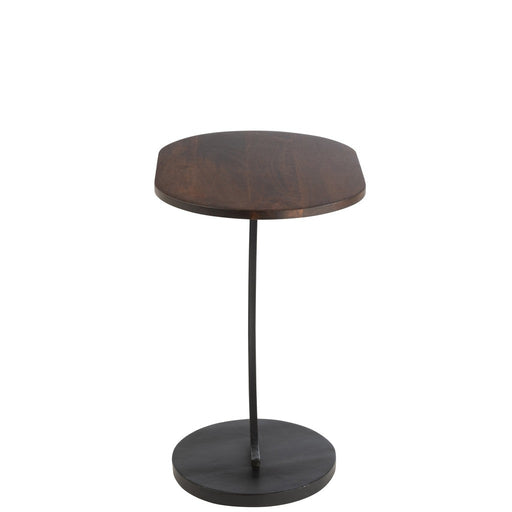 J-Line Bijzettafel Swoosh ijzer/mangohout bruin/zwart-Bijzettafels-J-Line