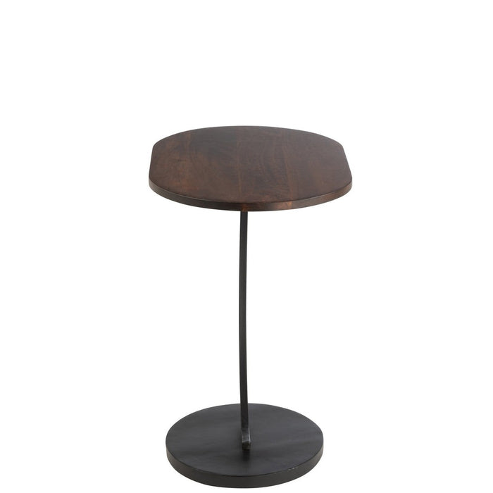 J-Line Bijzettafel Swoosh ijzer/mangohout bruin/zwart-Bijzettafels-J-Line