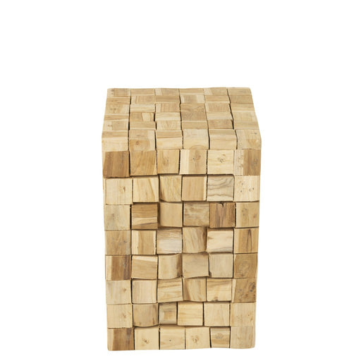 J-Line Bijzettafel/krukje Stukken teak hout naturel-Bijzettafels-J-Line