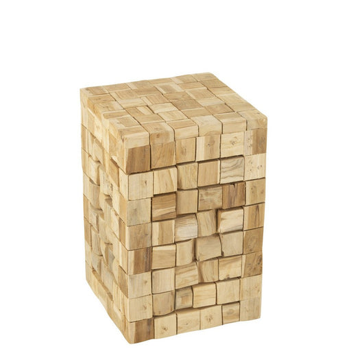 J-Line Bijzettafel/krukje Stukken teak hout naturel-Bijzettafels-J-Line