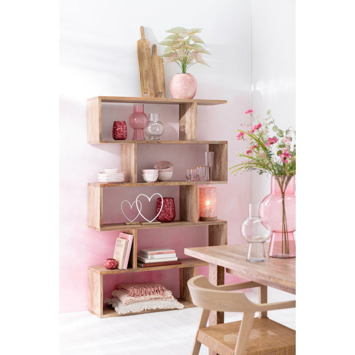 J-Line Boekenkast Verticaal latten mango hout naturel-Vakkenkasten-J-Line