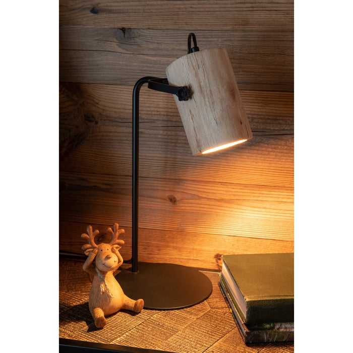 J-Line Bureaulamp Silas berangan hout naturel-Tafellampen-J-Line