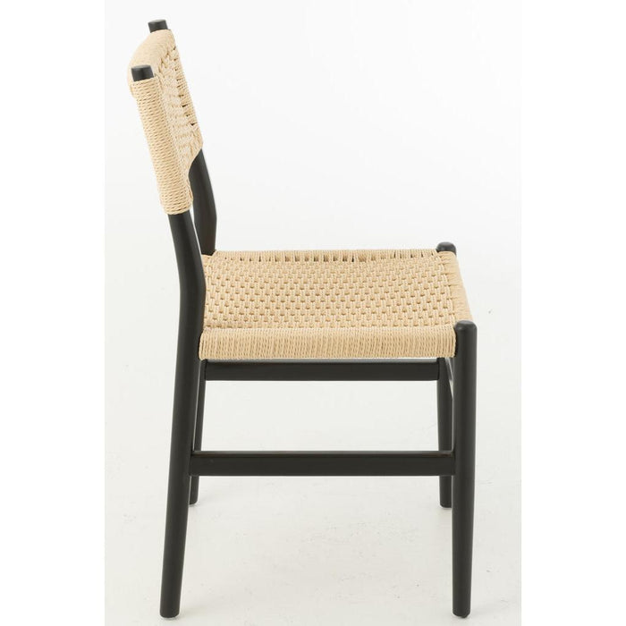 J-Line Chair Lap beukenhout/touw zwart-Eetkamerstoelen-J-Line