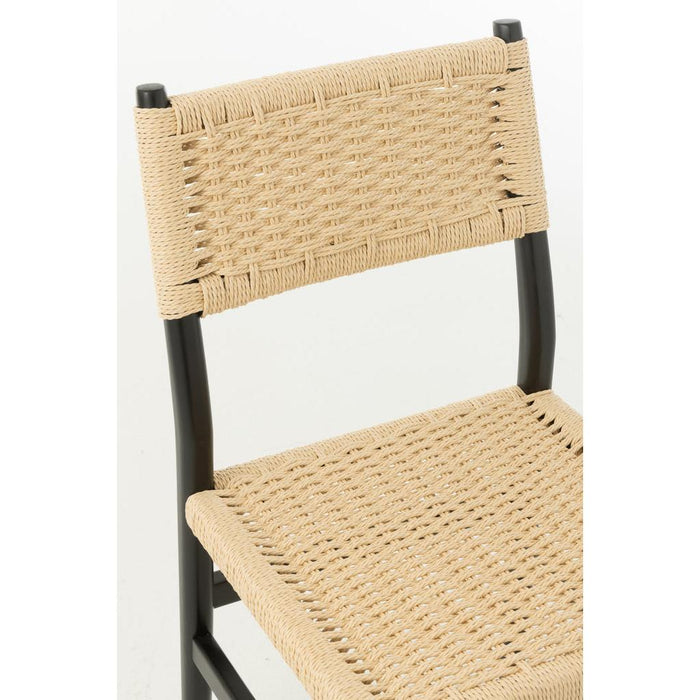 J-Line Chair Lap beukenhout/touw zwart-Eetkamerstoelen-J-Line