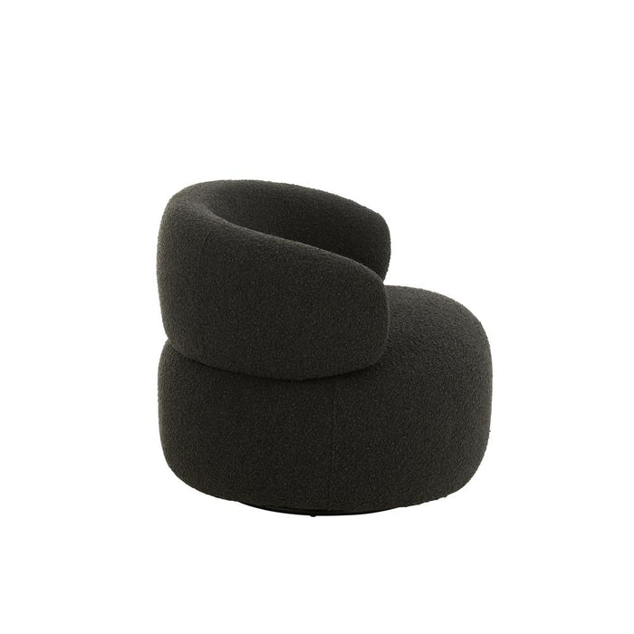 J-Line Chair Swivel Round Poplar Wood/Foam Black-Eetkamerstoelen-J-Line