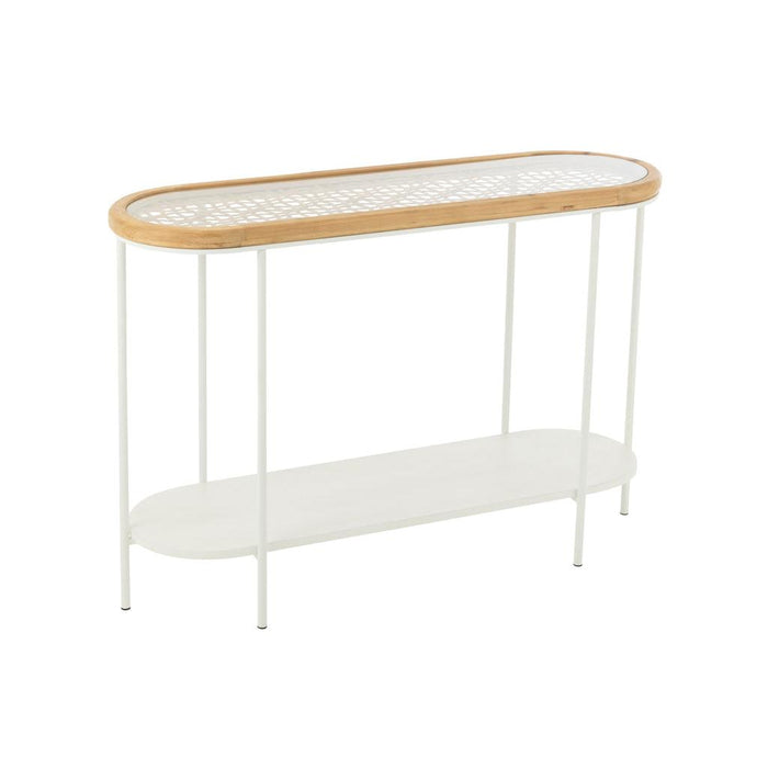 J-Line Console Mati sparhout/metaal naturel/wit-Consoletafels-J-Line