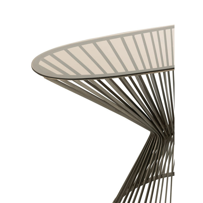 J-Line Console Ovaal spijlen metaal/glas grijs/bruin-Consoletafels-J-Line