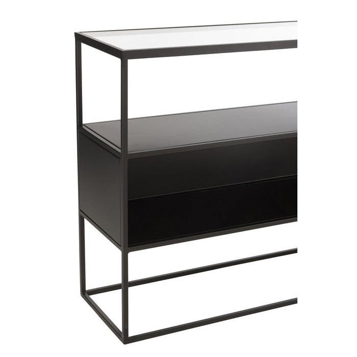 J-Line Console Vierkant metaal/glas zwart-Consoletafels-J-Line