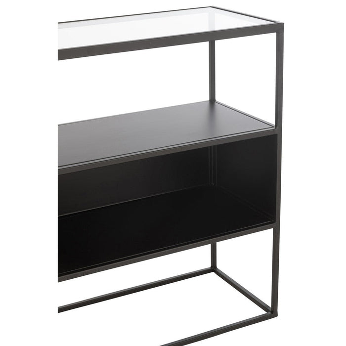 J-Line Console Vierkant metaal/glas zwart-Consoletafels-J-Line
