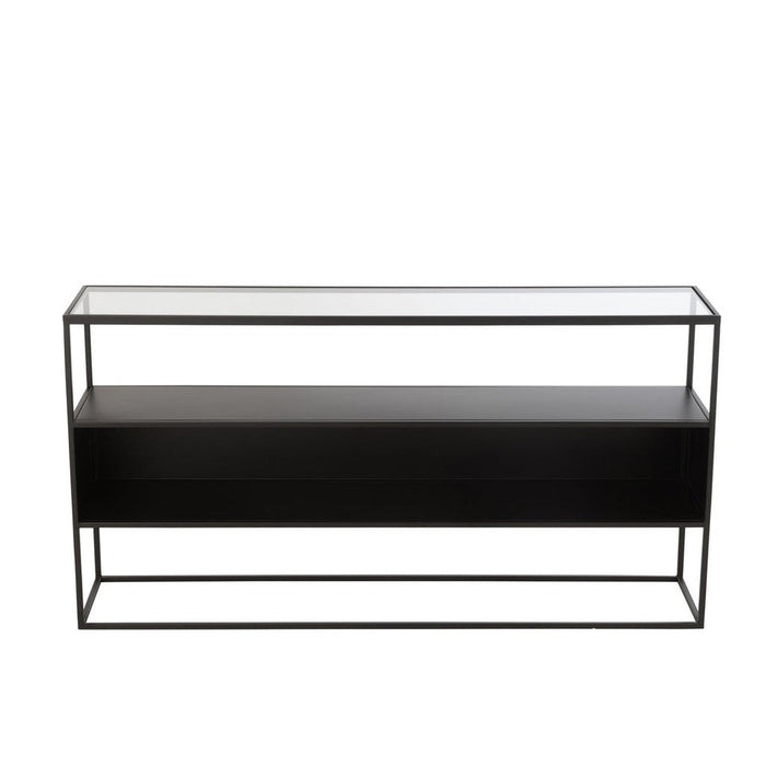 J-Line Console Vierkant metaal/glas zwart-Consoletafels-J-Line