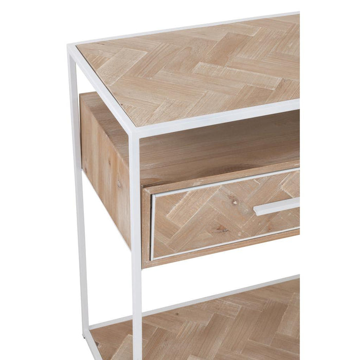 J-Line Console Zigzag 2 lades hout/metaal naturel/wit-Consoletafels-J-Line
