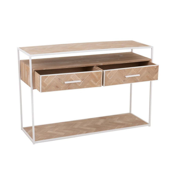 J-Line Console Zigzag 2 lades hout/metaal naturel/wit-Consoletafels-J-Line