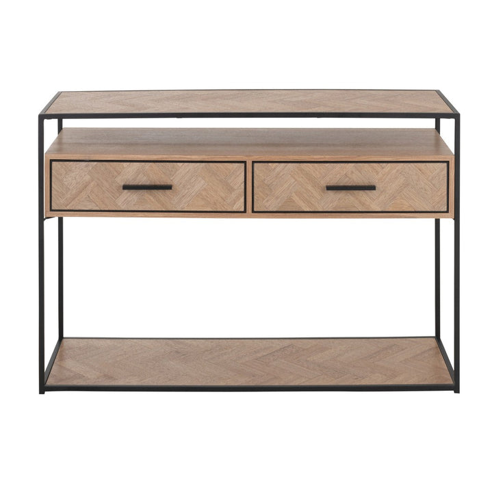 J-Line Console Zigzag 2 lades hout/metaal naturel/zwart-Consoletafels-J-Line