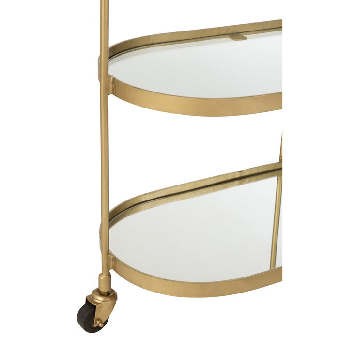 J-Line Dienstkar Ovaal metaal/spiegel goud-Trolleys-J-Line