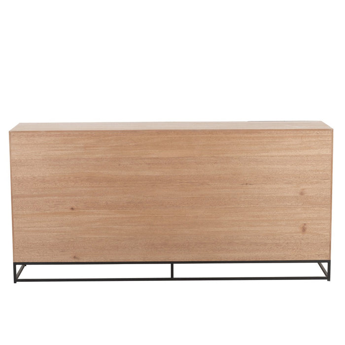 J-Line Dressoir 4 deuren zigzag hout/metaal naturel/zwart-Dressoirs-J-Line