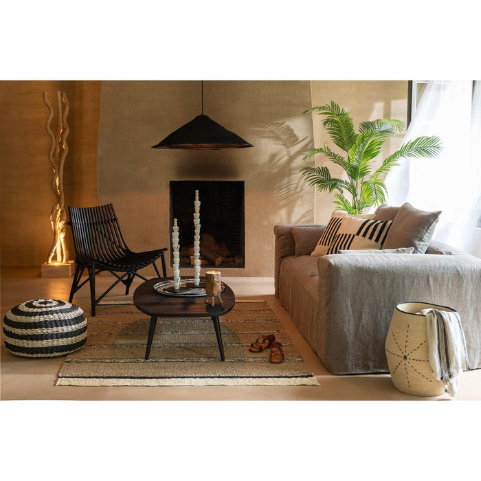 J-Line Hangende Lamp hoed moonj gras zwart large-Hanglampen-J-Line