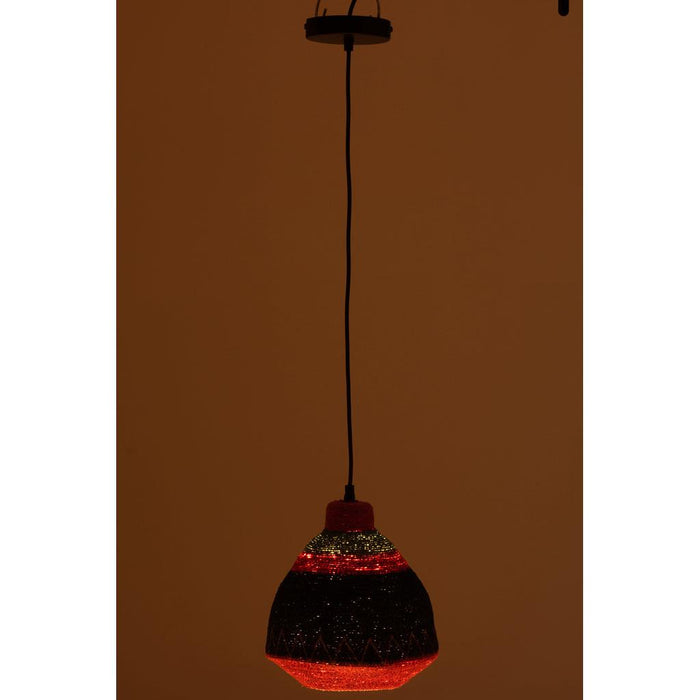 J-Line Hangende Lamp strepen+zigzag onderkant zeegras mix-Hanglampen-J-Line