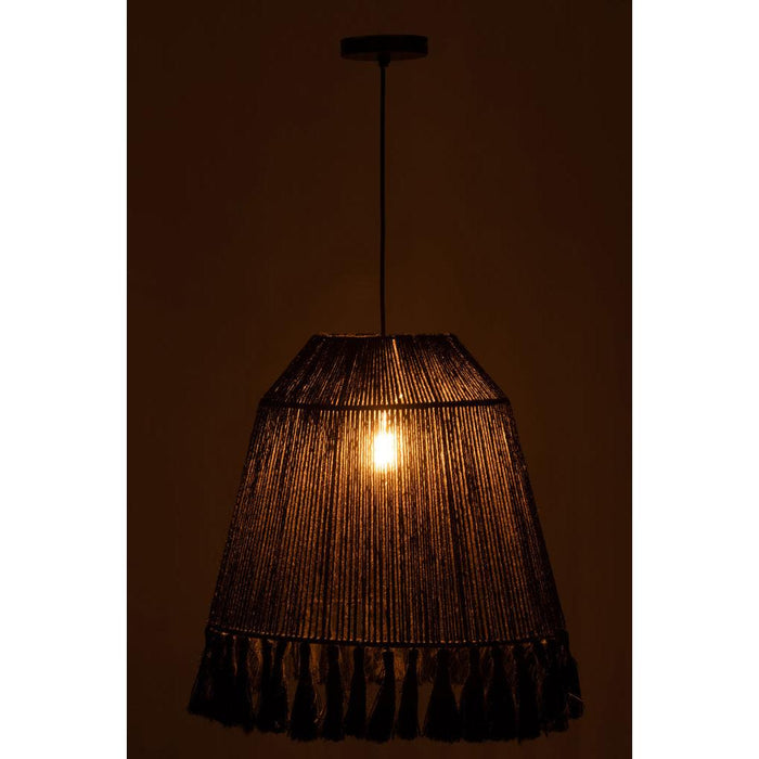 J-Line Hanglamp Celia jute zwart large-Hanglampen-J-Line