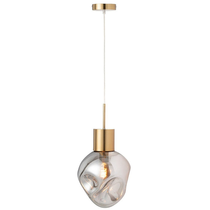 J-Line Hanglamp Goud metaal/glas grijs-Hanglampen-J-Line
