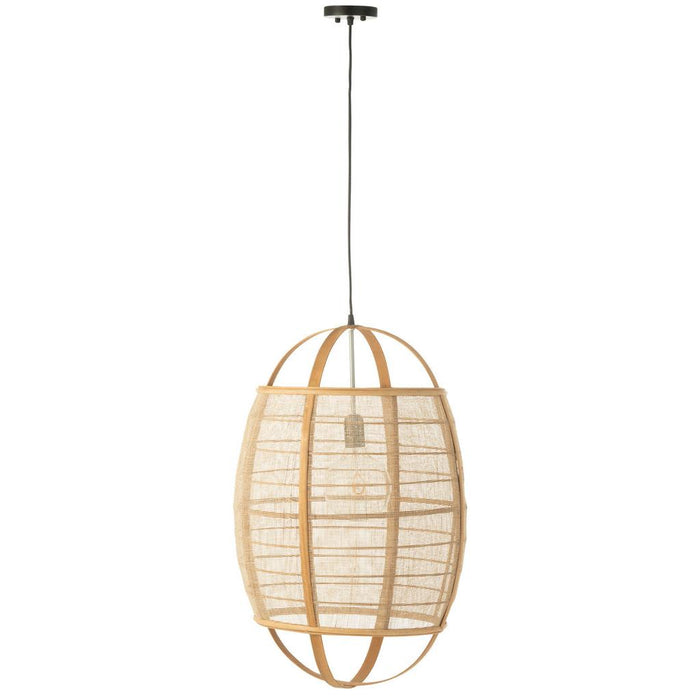J-Line Hanglamp Ion linnen/bamboe naturel large-Hanglampen-J-Line