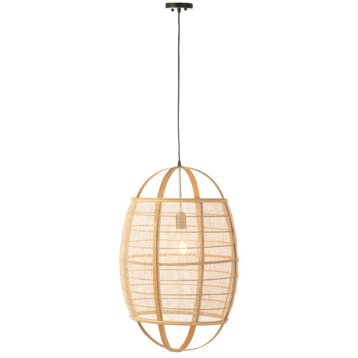 J-Line Hanglamp Ion linnen/bamboe naturel large-Hanglampen-J-Line