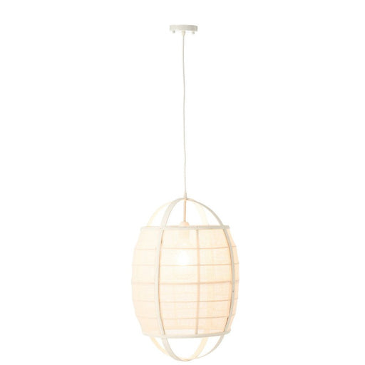 J-Line Hanglamp Ion linnen/bamboe wit small-Hanglampen-J-Line