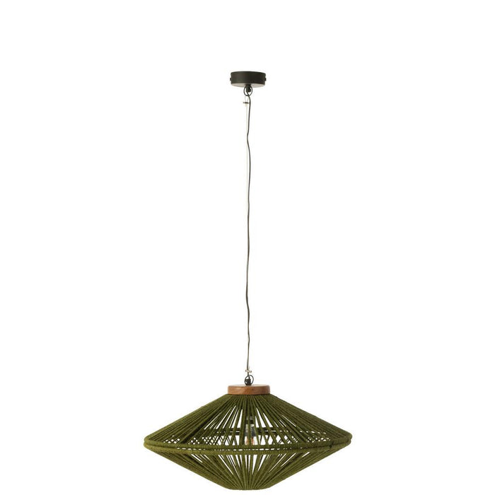J-Line Hanglamp Ovni ijzer/jute groen small-Hanglampen-J-Line