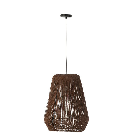 J-Line Hanglamp Vlecht metaal/palm zwart large-Hanglampen-J-Line