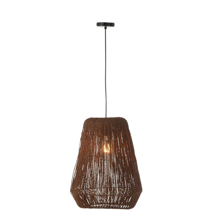 J-Line Hanglamp Vlecht metaal/palm zwart large-Hanglampen-J-Line