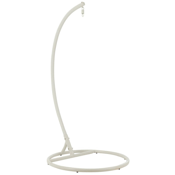 J-Line Hangstoel+kussens Bula metaal/riet wit-Hangstoelen-J-Line