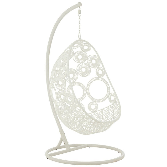 J-Line Hangstoel+kussens Bula metaal/riet wit-Hangstoelen-J-Line