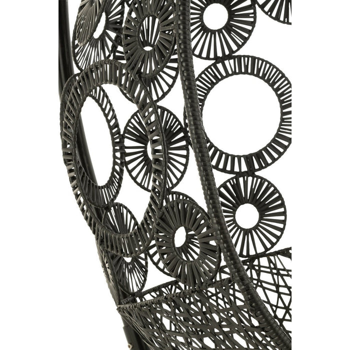 J-Line Hangstoel+kussens Bula metaal/riet zwart-Hangstoelen-J-Line