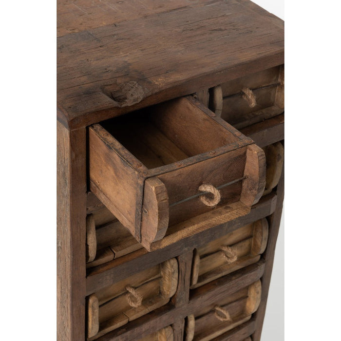 J-Line Kast 12 laden brut gerecycleerd hout bruin-Ladenkasten-J-Line