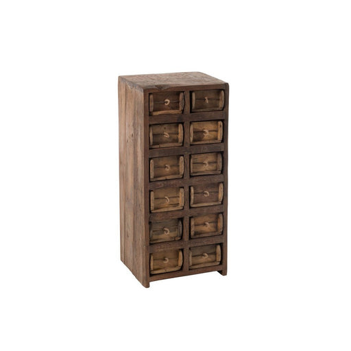 J-Line Kast 12 laden brut gerecycleerd hout bruin-Ladenkasten-J-Line