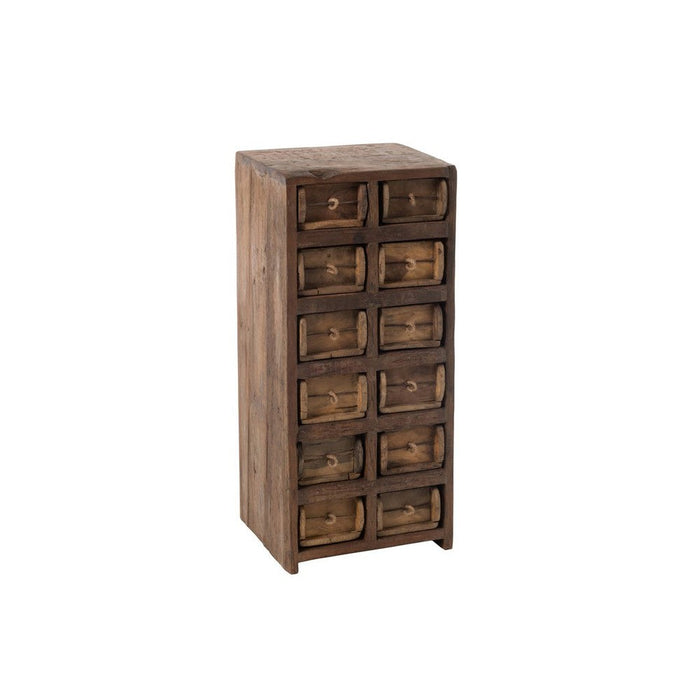J-Line Kast 12 laden brut gerecycleerd hout bruin-Ladenkasten-J-Line
