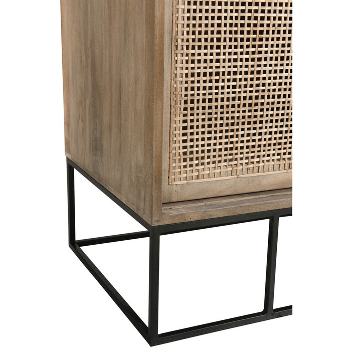 J-Line Kast 3 schuifdeuren geweven riet mangohout naturel-Dressoirs-J-Line