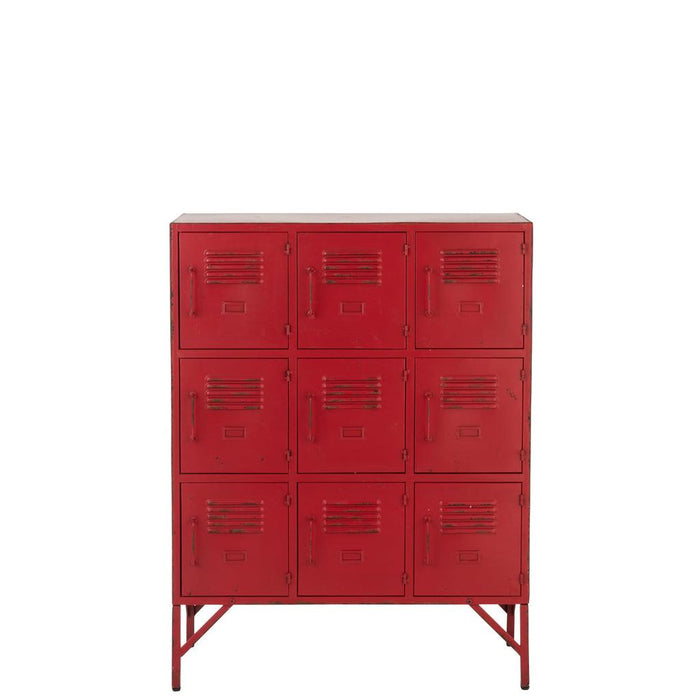 J-Line Kast 9 laden metaal rood-Opbergkasten-J-Line