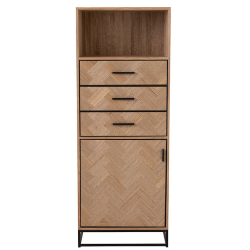 J-Line Kast Hoog 3 lades zigzag hout/metaal naturel/zwart-Opbergkasten-J-Line