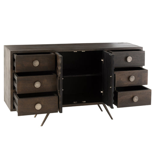 J-Line Kast Laag etnisch 2deuren+6laden mango hout bruin-Opbergkasten-J-Line