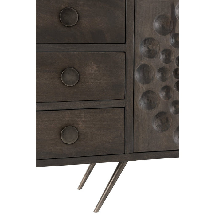 J-Line Kast Laag etnisch 2deuren+6laden mango hout bruin-Opbergkasten-J-Line