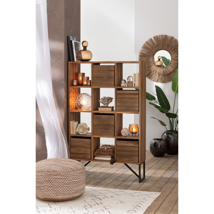 J-Line Kast Met lades gerecycleerd teak naturel-Vakkenkasten-J-Line