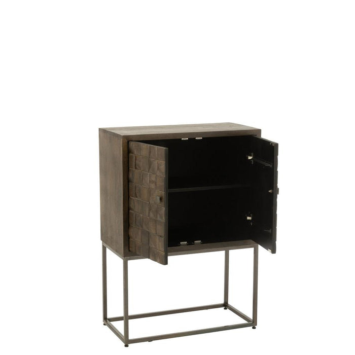 J-Line Kast Pino metaal/mangohout bruin/grijs-Ladenkasten-J-Line