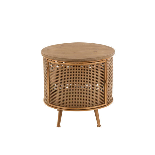 J-Line Kast Rond metaal/hout bruin-Opbergkasten-J-Line